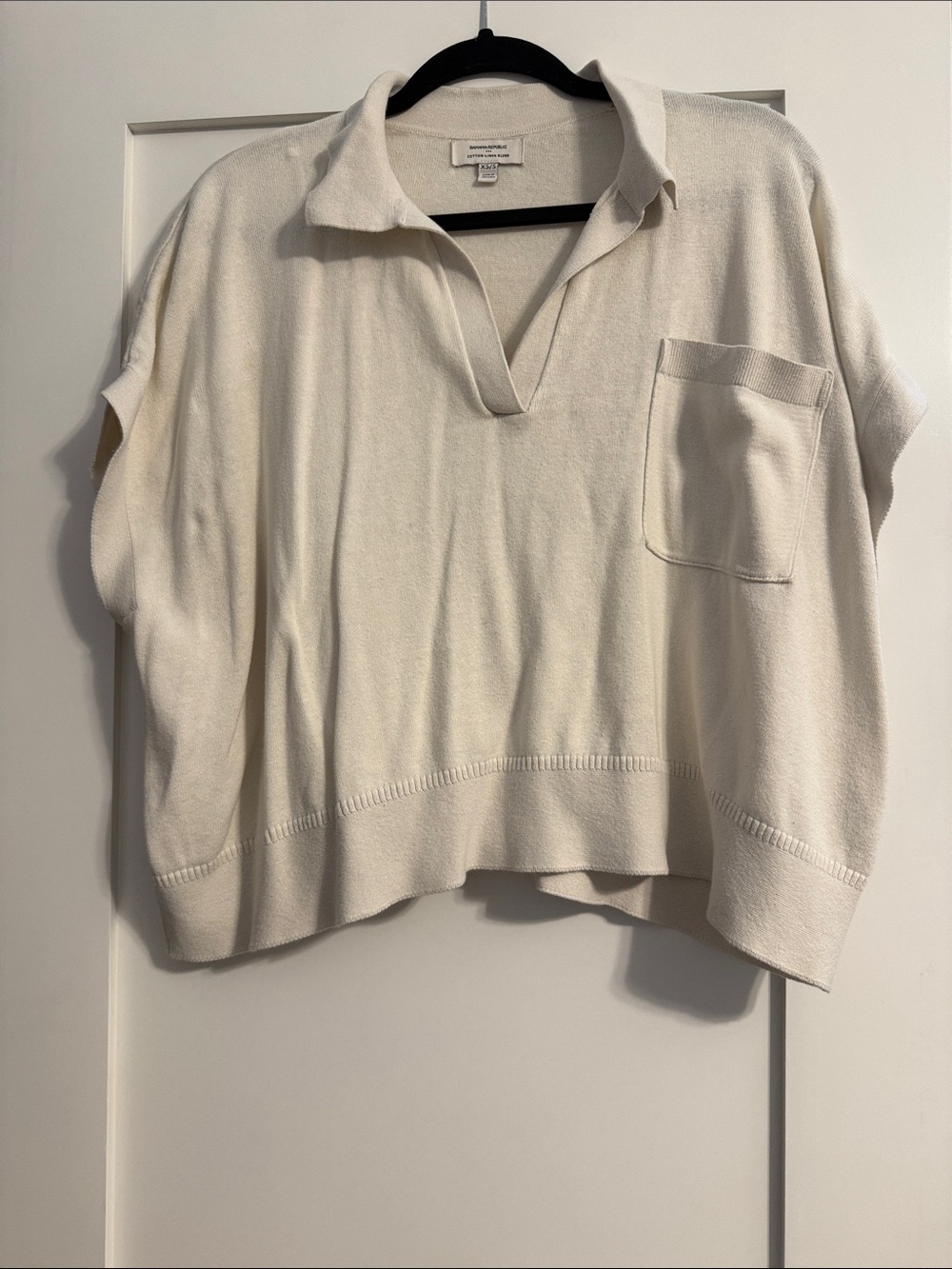 Banana Republic Factory V-Neck Polo Pocket Sweater in Ivory